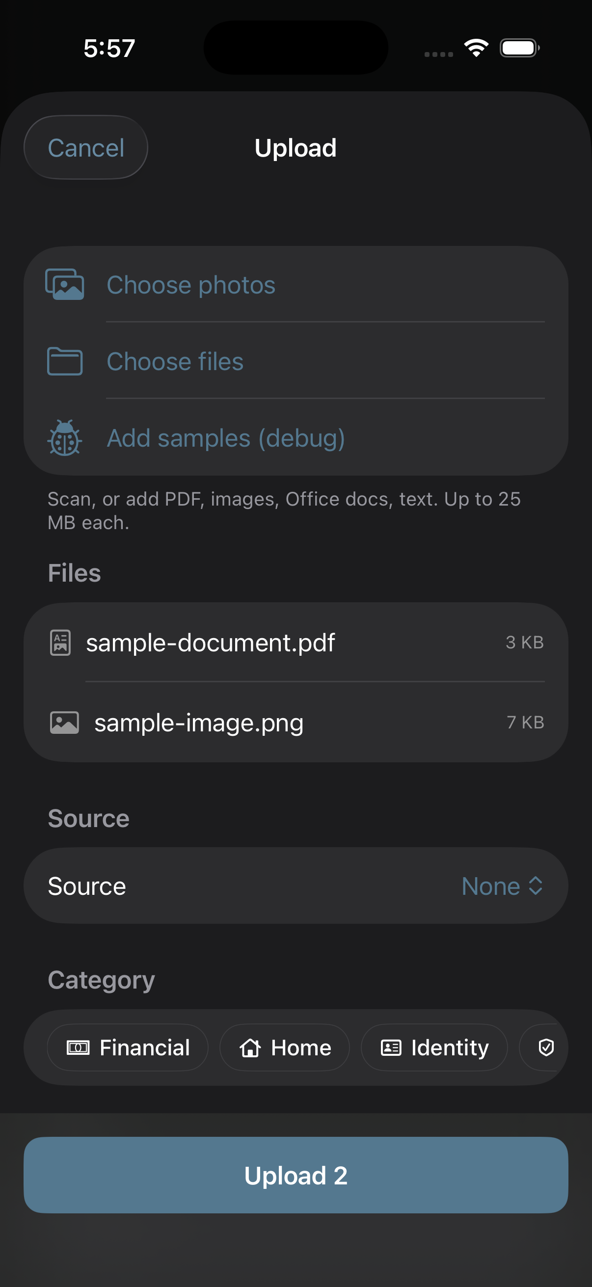 Capturing a paper document with the camera in the Stoatify iOS app